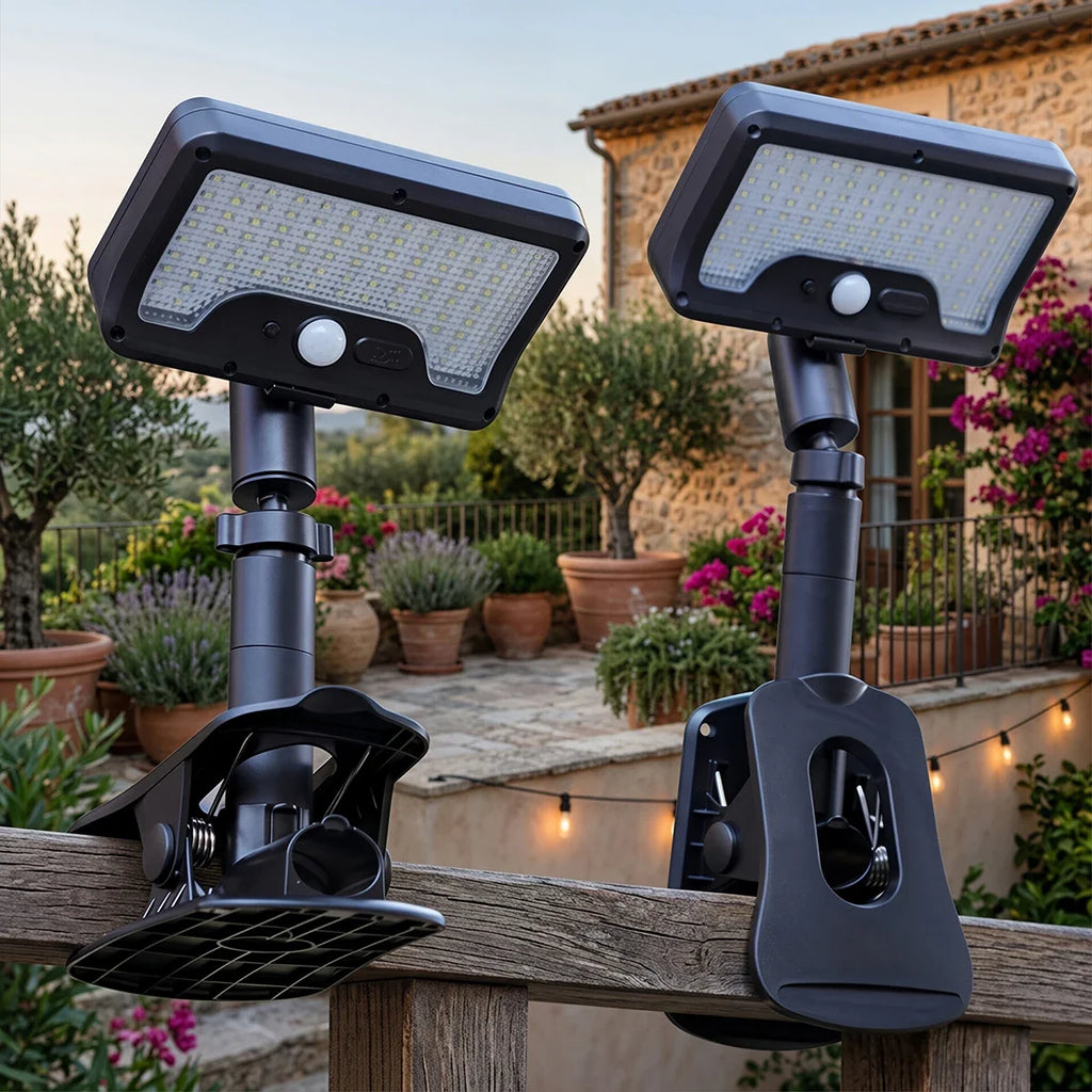 Clip-on Solar Outdoor Lights 92 LED Solar Motion Sensor Light 4 Lighting Modes Waterproof LED Street Light for Yard Garden Fence
