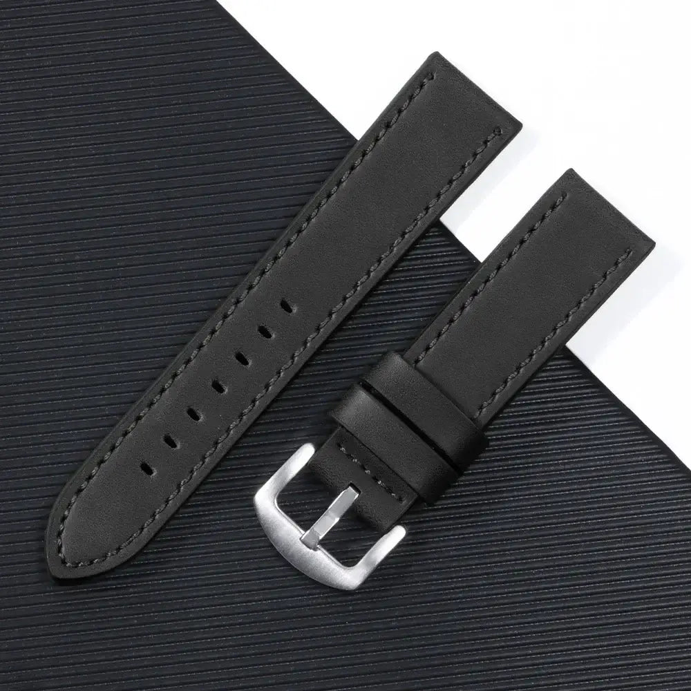Garmin 18/20/22mm Quick Release Smooth Leather Band with Stitching Options