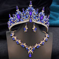 Royal Queen 3 Pcs Tiaras and necklace earrings for Bridal Jewelry Sets Women Brides Wedding Crown Prom Birthday Accessories