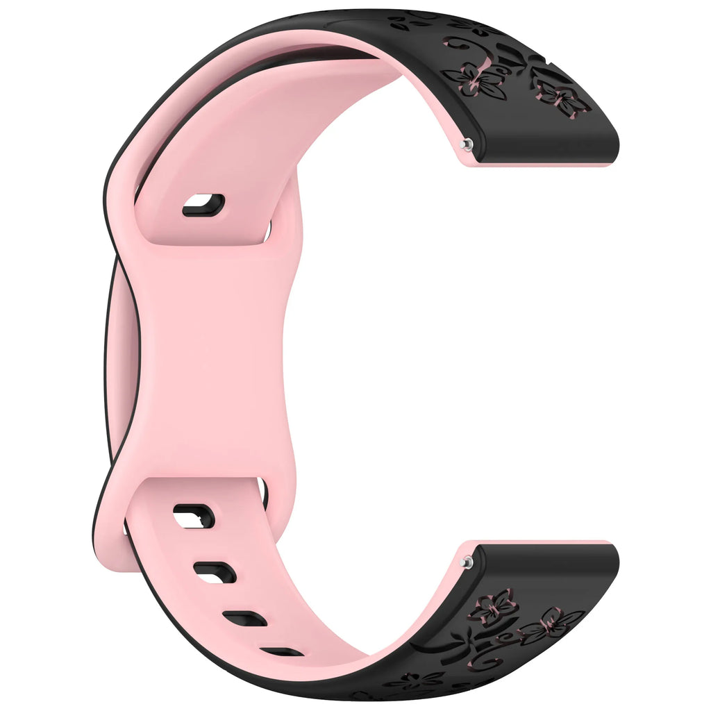 Garmin 18/20/22mm Quick Release Floral Engraved Silicone Band