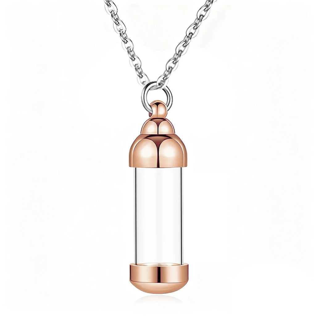 Small Glass Cremation Urn Vial Necklace for Ashes | Memorial Pet Charm