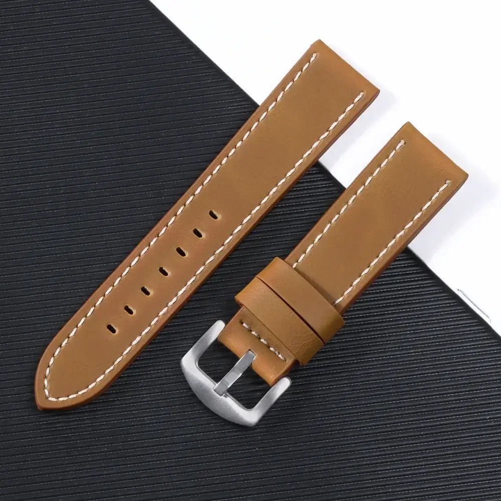 Garmin 18/20/22mm Quick Release Smooth Leather Band with Stitching Options