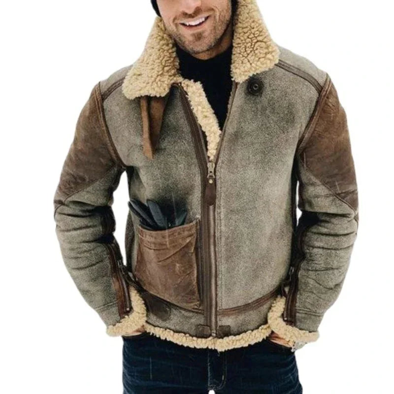 Mens Winter Jacket – Warm Motorcycle Biker Coat with Stand Collar