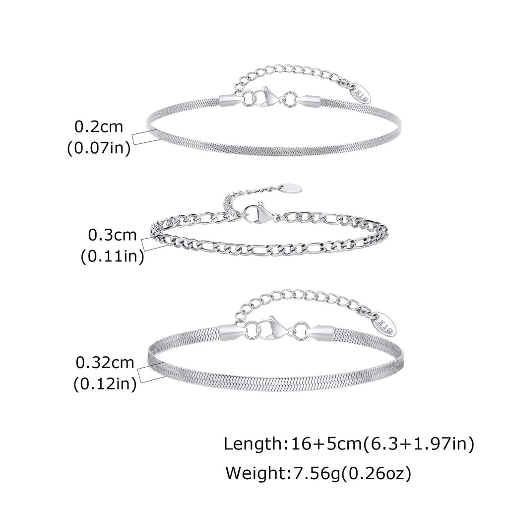 1/2/3pcs Chain Bracelet for, Stainless Steel Twisted Rope Cuban Chain