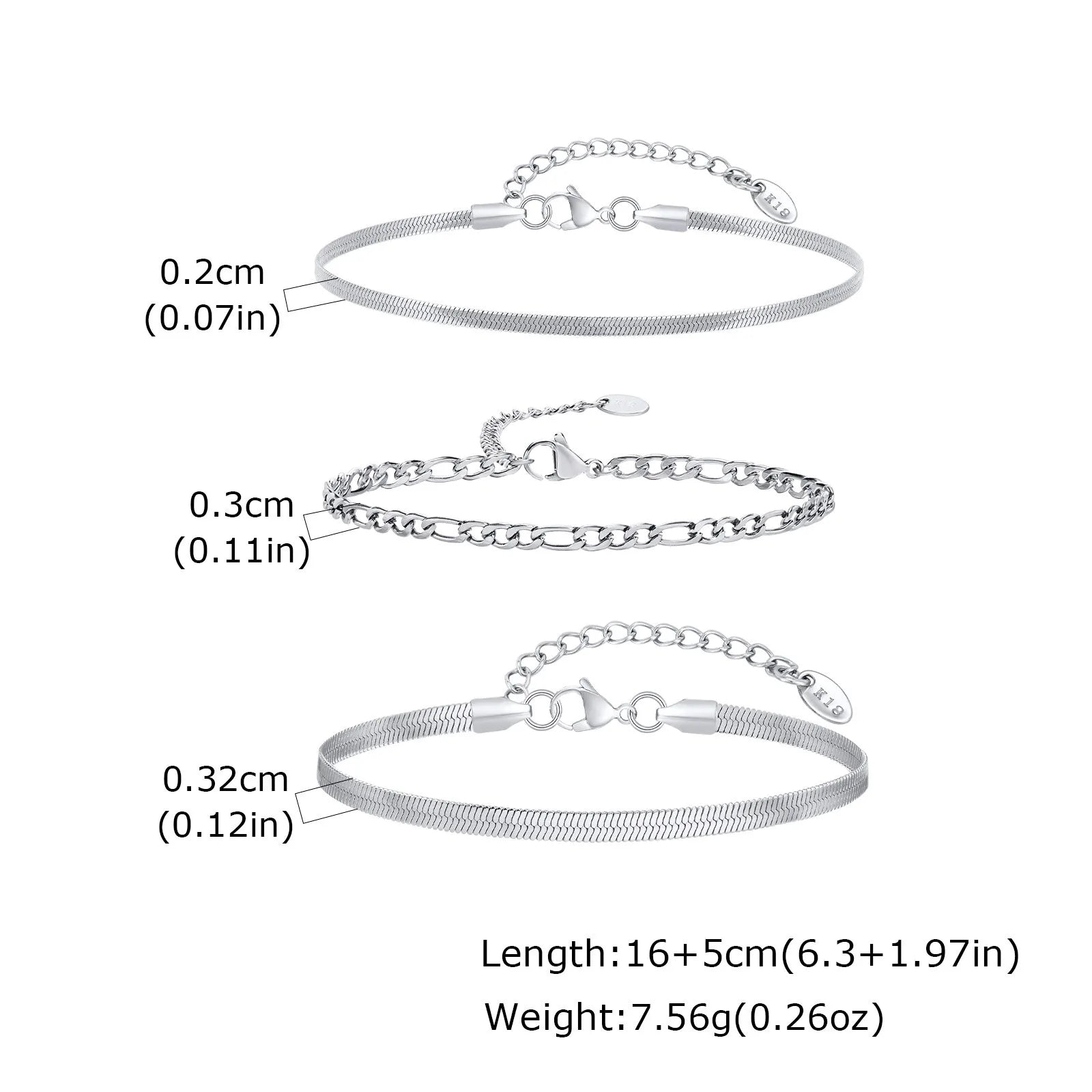 1/2/3pcs Chain Bracelet for, Stainless Steel Twisted Rope Cuban Chain