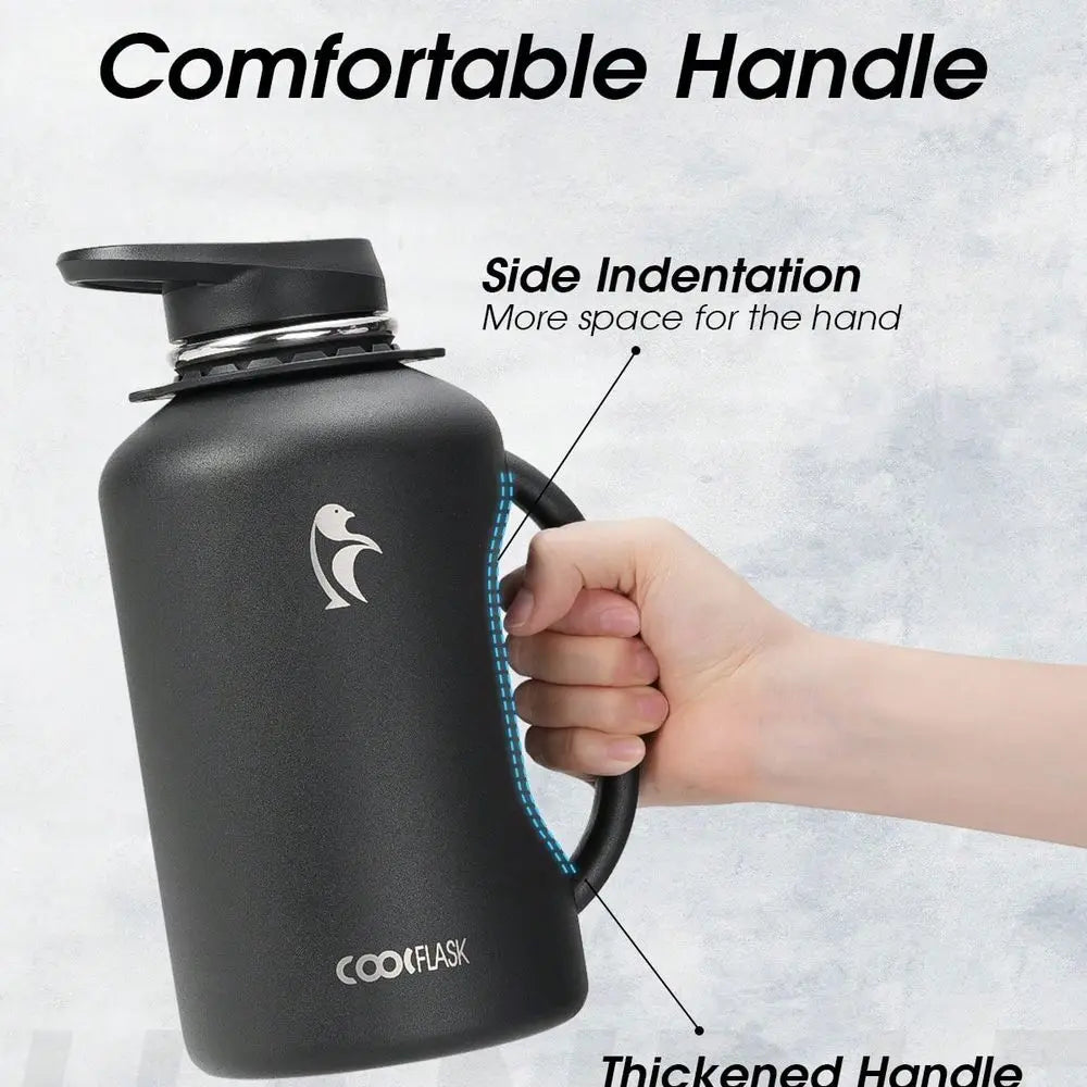 Insulated Stainless Steel Water Bottle With Handle And Strap
