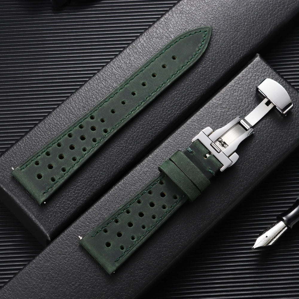 Garmin 18/20/22/24mm Quick Release Perforated Racing Leather Band