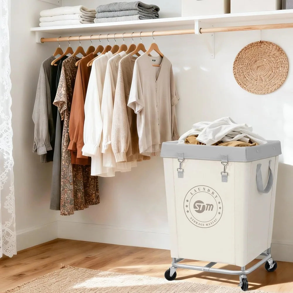 Industrial Laundry Hamper Cart With Heavy Duty Steel Frame