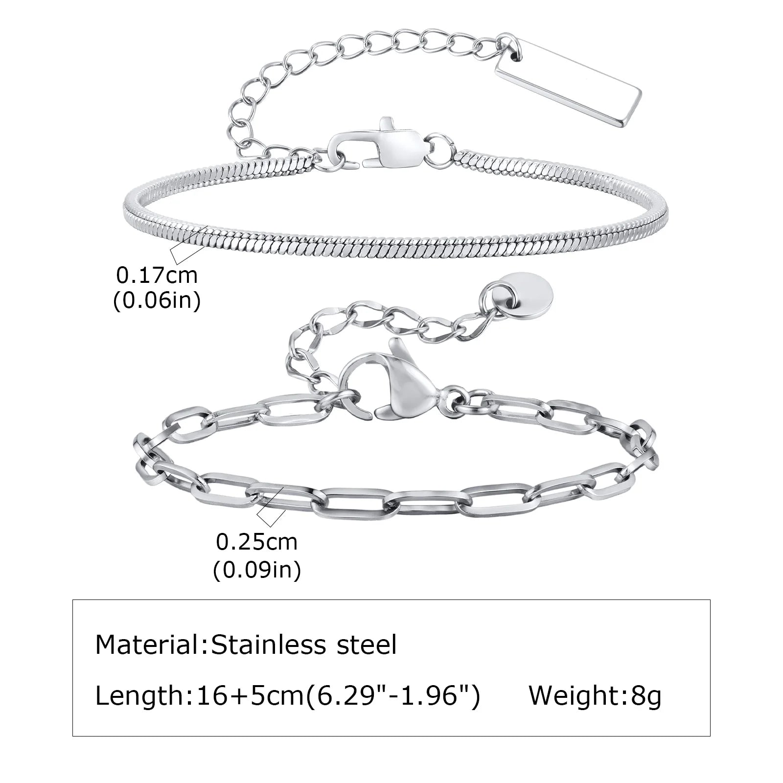 1/2/3pcs Chain Bracelet for, Stainless Steel Twisted Rope Cuban Chain