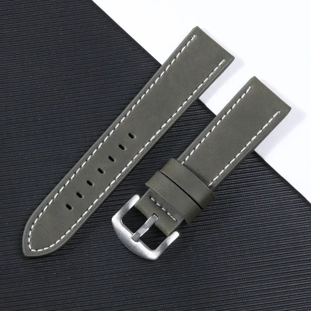Garmin 18/20/22mm Quick Release Smooth Leather Band with Stitching Options