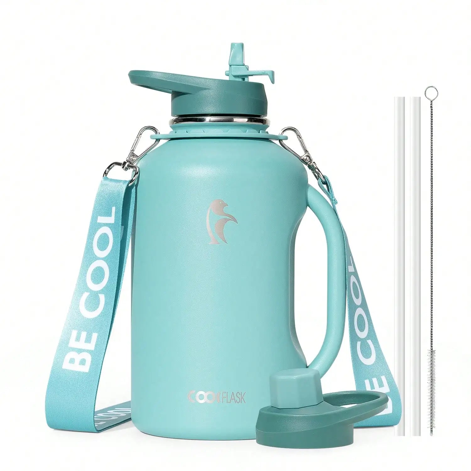 Insulated Stainless Steel Water Bottle With Handle And Strap