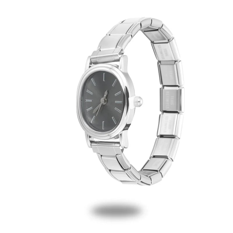 1PC 's Stainless Steel Round Simple Watch Bracelet Bangle for Friend