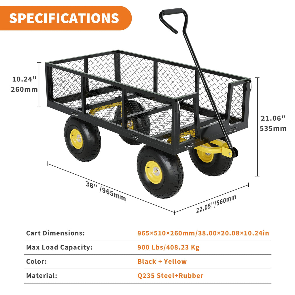 HiMISS Heavy Duty Gardening Cart 3 In 1 Pull Wagon