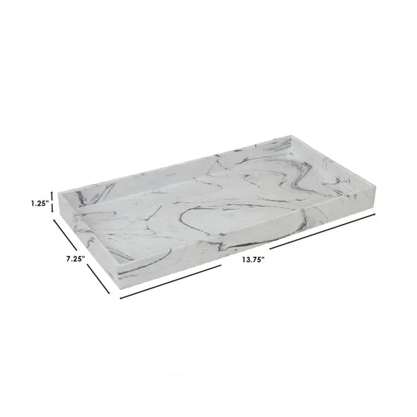 Serving Tray Faux White Marble