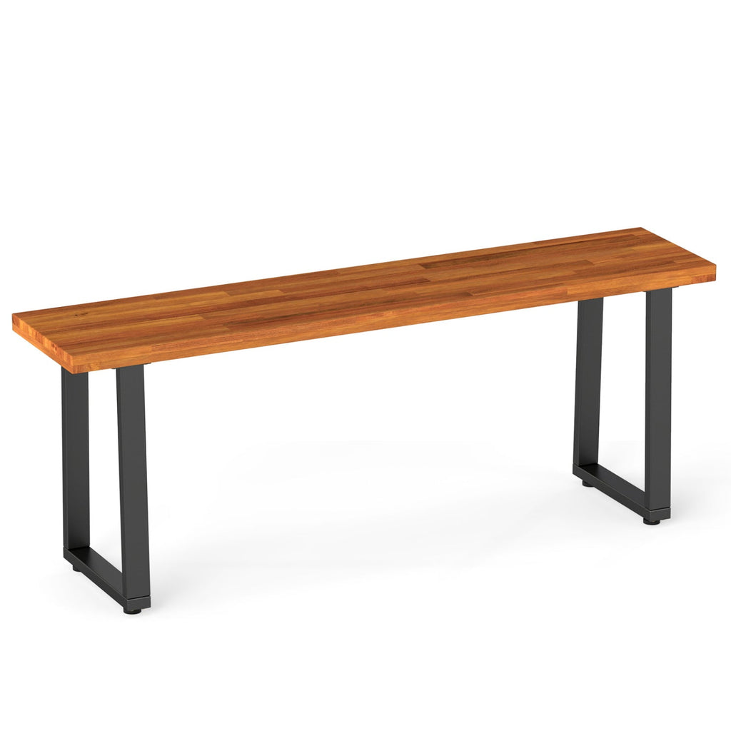 47.5" Acacia Wood Patio Bench with Metal Legs