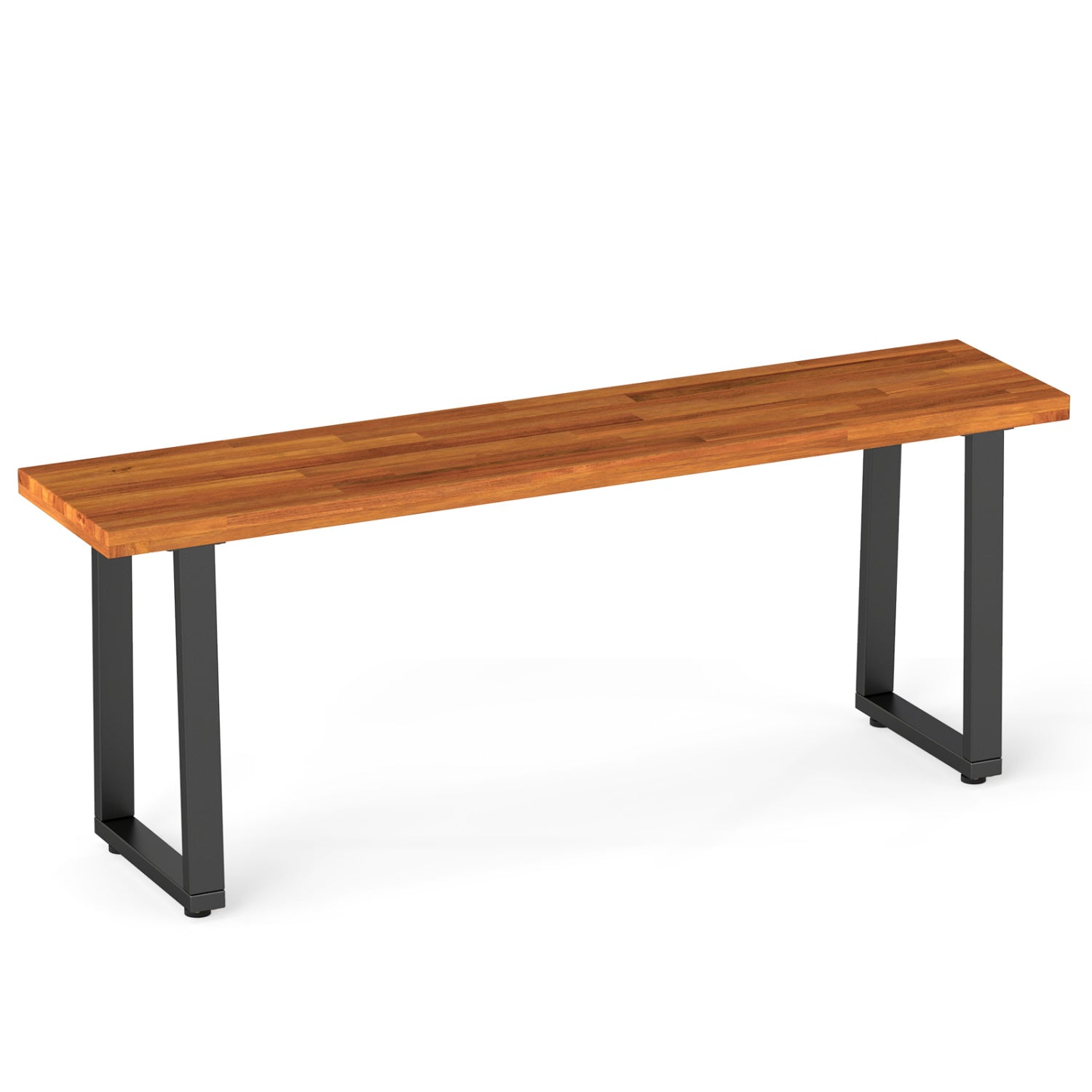 47.5" Acacia Wood Patio Bench with Metal Legs
