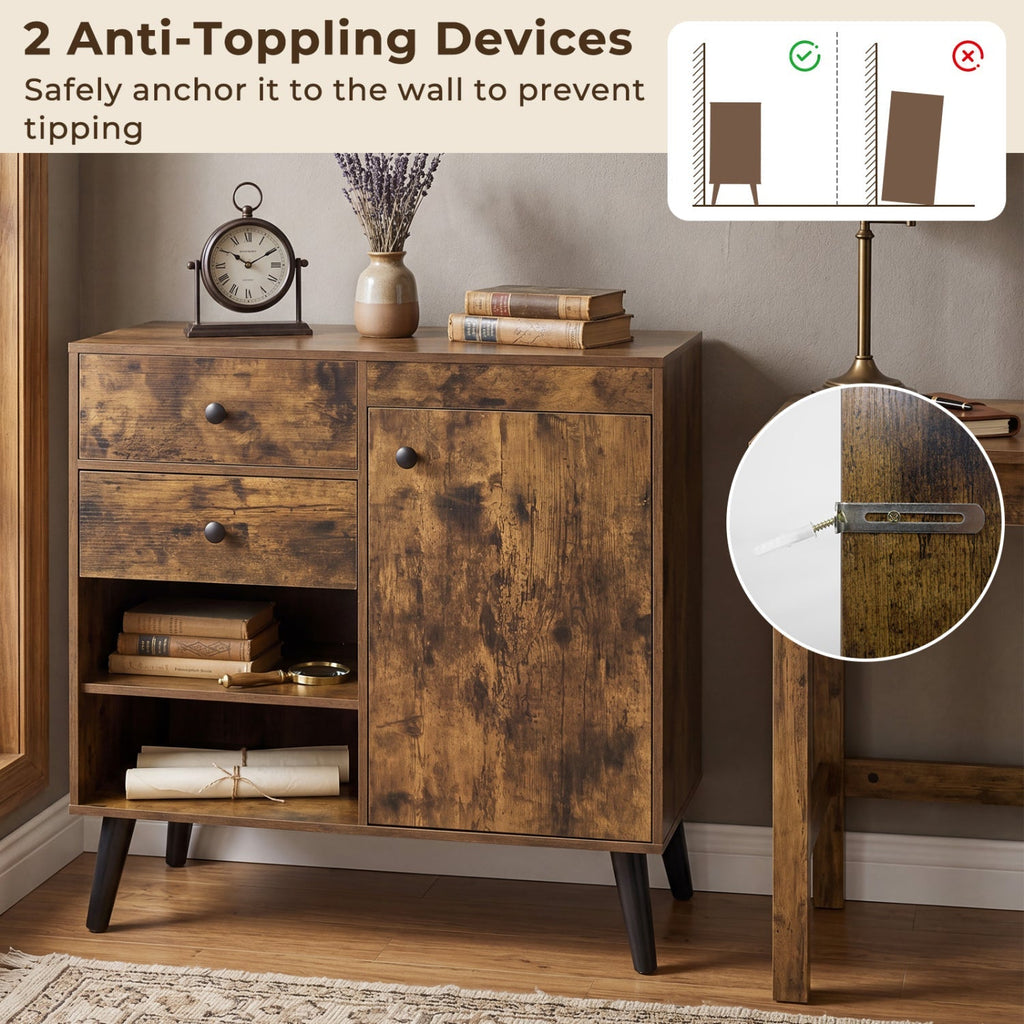 31" Buffet Cabinet Set of 2 with Drawers and Shelves