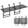48" Balcony Railing Table Set with Adjustable Height - Black