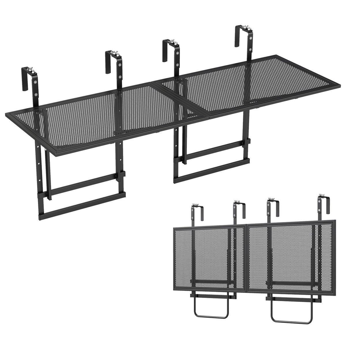 48" Balcony Railing Table Set with Adjustable Height - Black