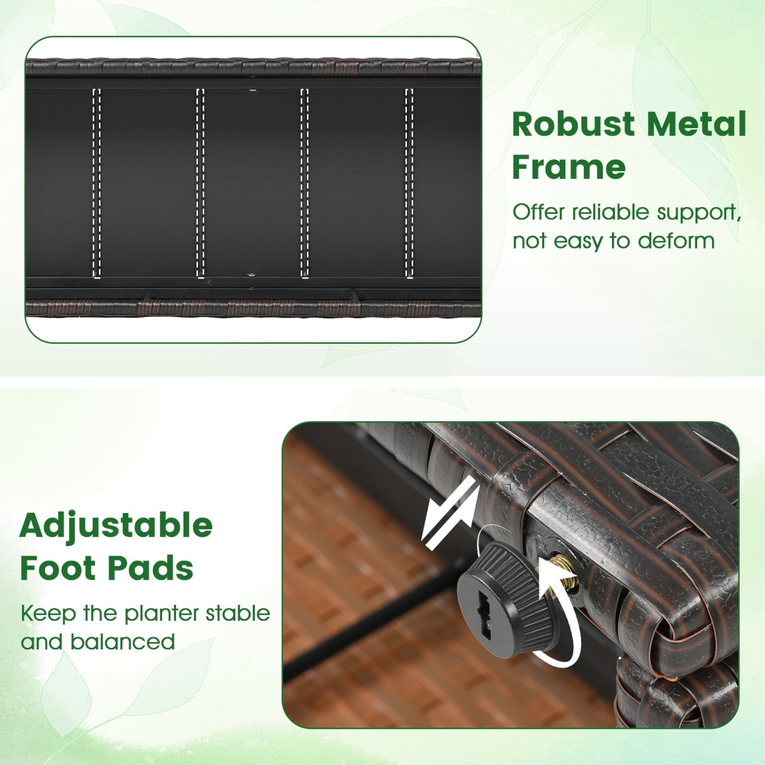 Set of 2 49 Inch Raised Garden Bed with Trellis and Wicker Planter Box