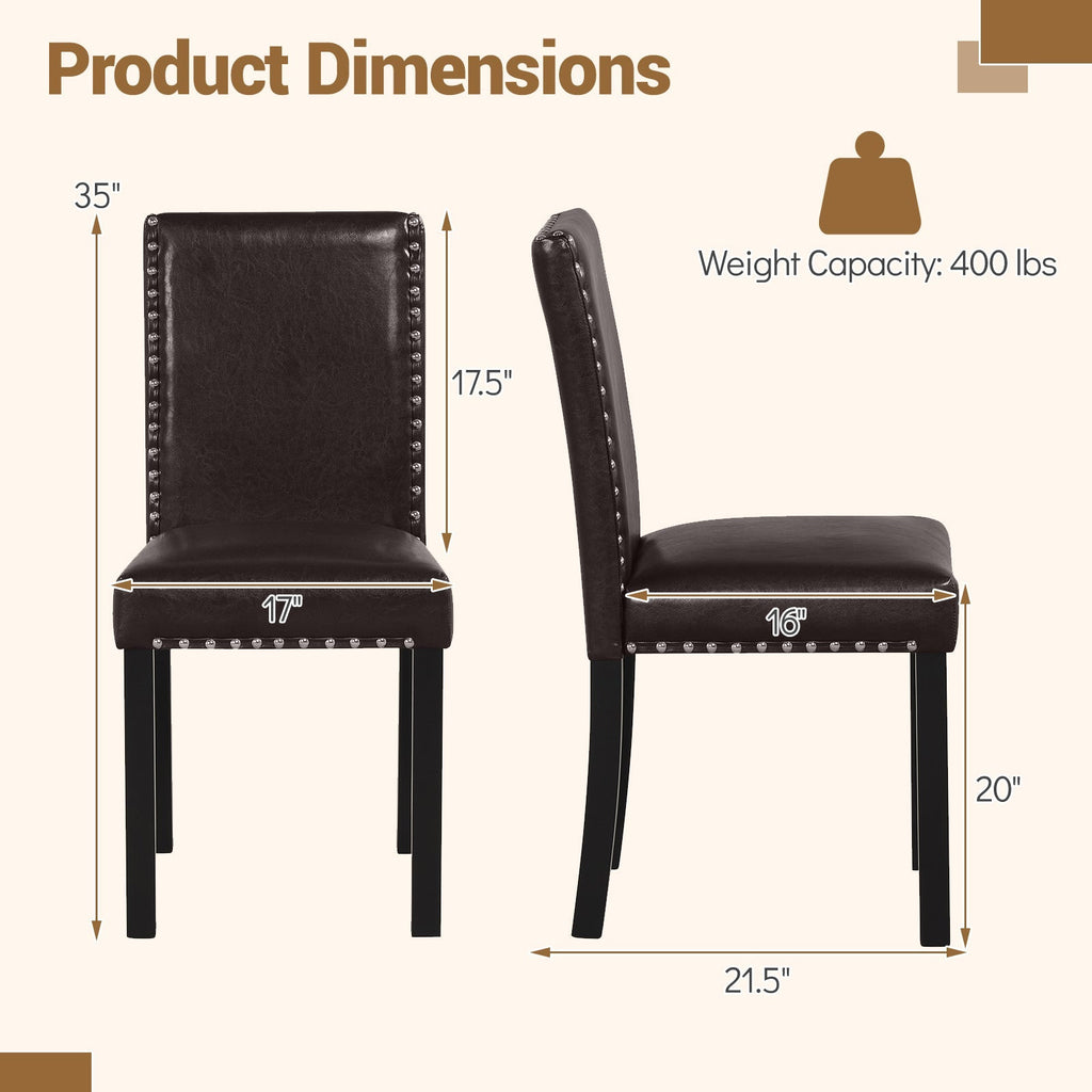 Set of 2/4 Dining Chairs Faux Leather Upholstered Parsons Kitchen Chairs