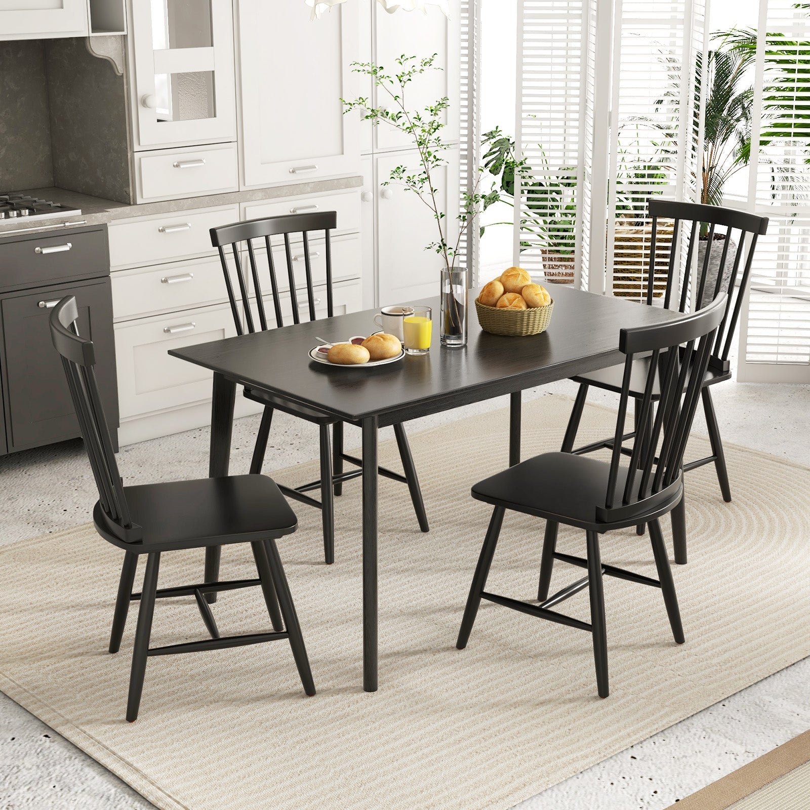 Set of 2 Windsor Dining Chairs with High Spindle Back
