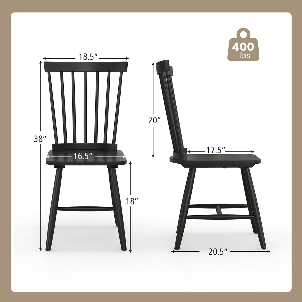 Set of 2 Windsor Dining Chairs with High Spindle Back