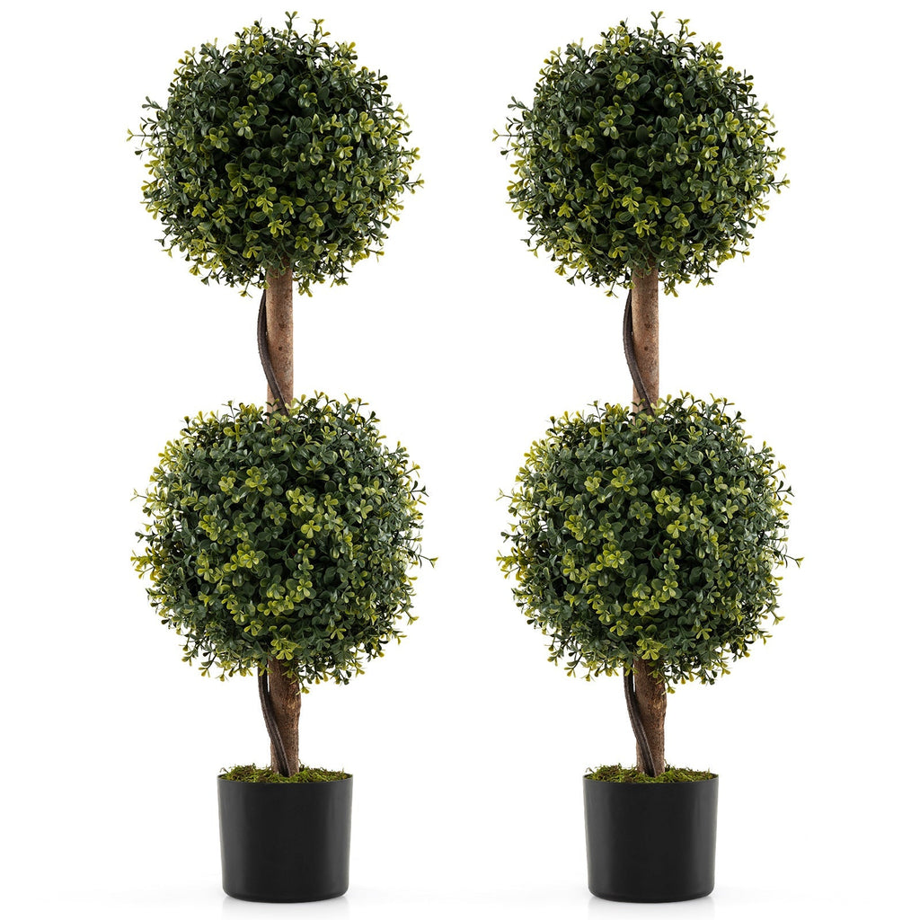 Set of 2 Artificial Double Topiary Ball Trees