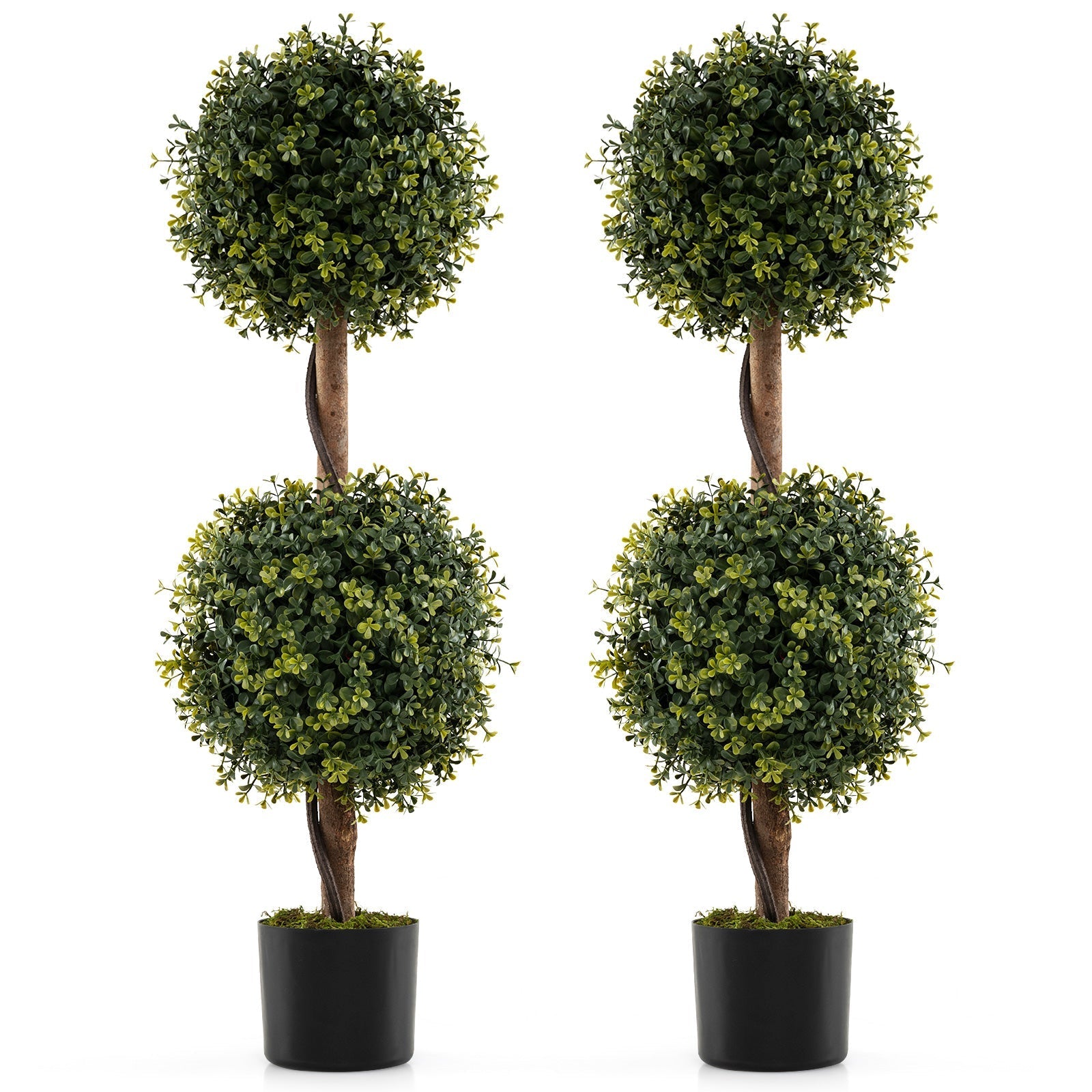 Set of 2 Artificial Double Topiary Ball Trees