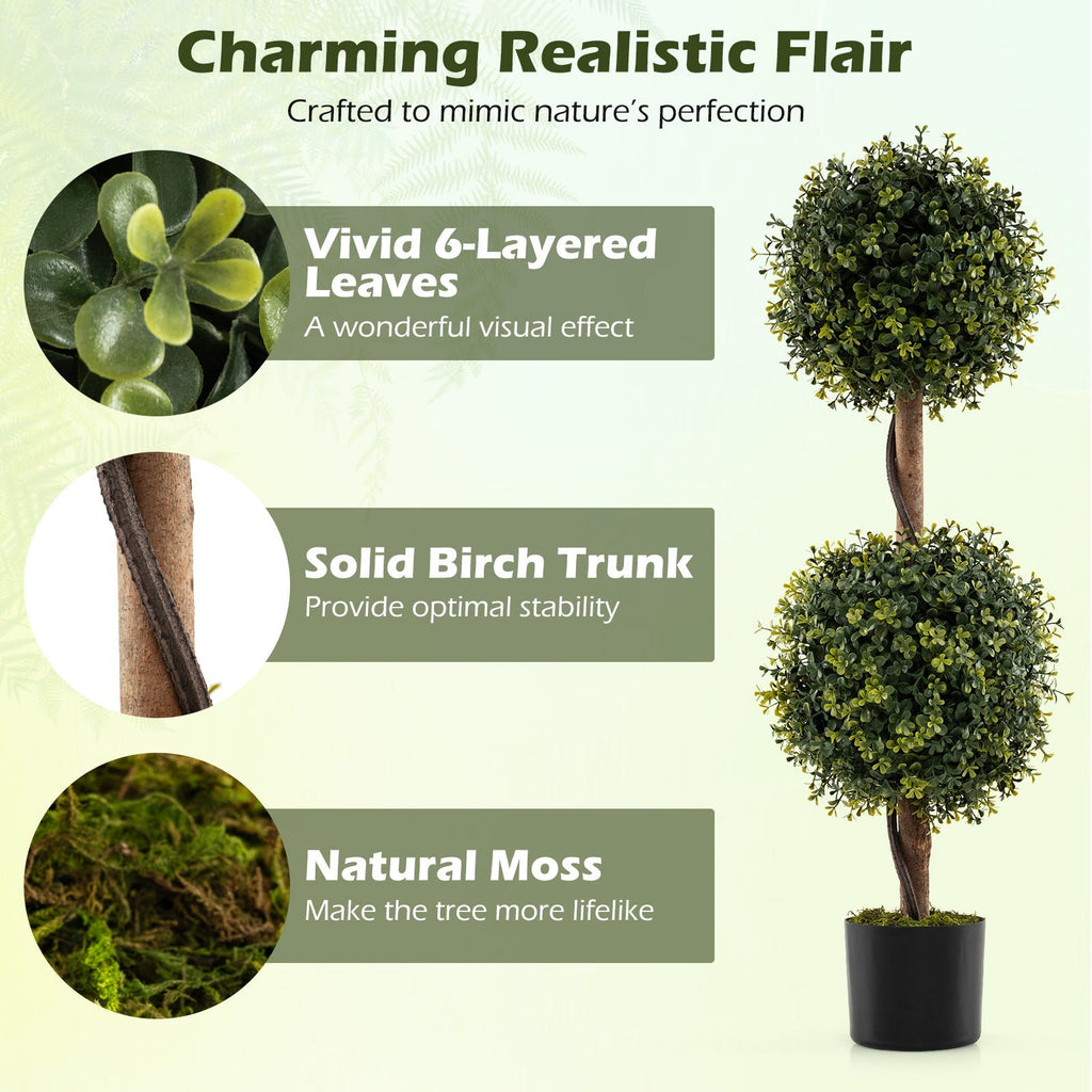 Set of 2 Artificial Double Topiary Ball Trees