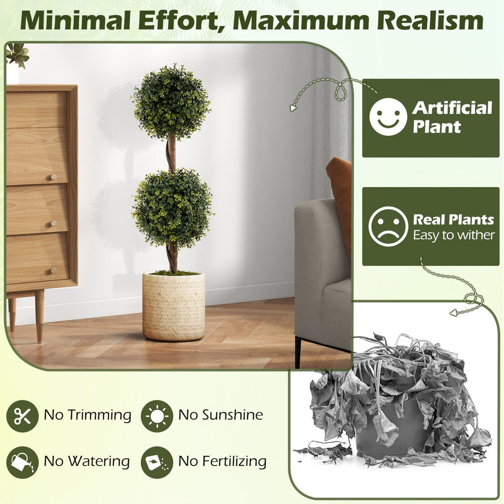 Set of 2 Artificial Double Topiary Ball Trees