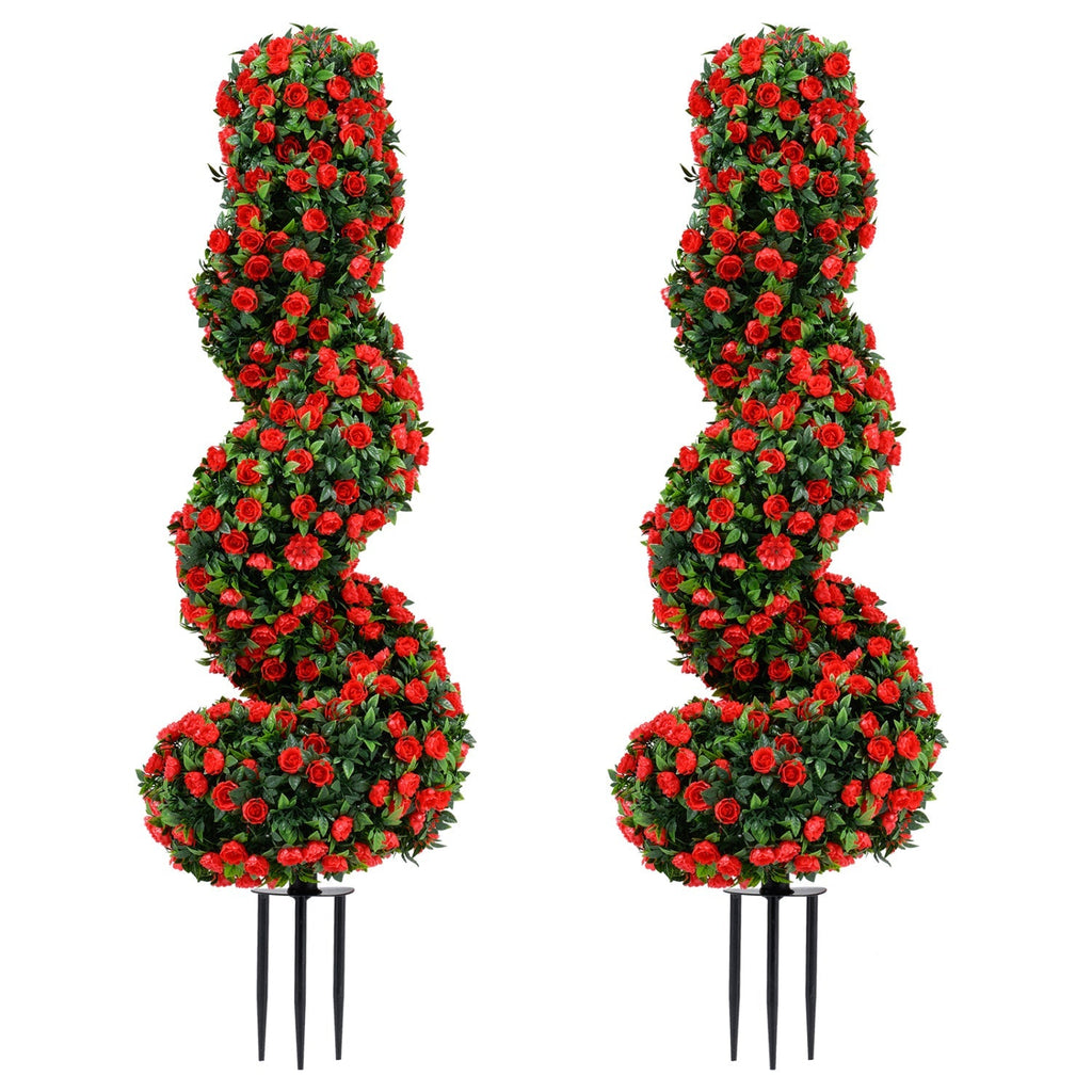 Artificial Spiral Topiary Trees 36" with Ground Spikes Set of 2