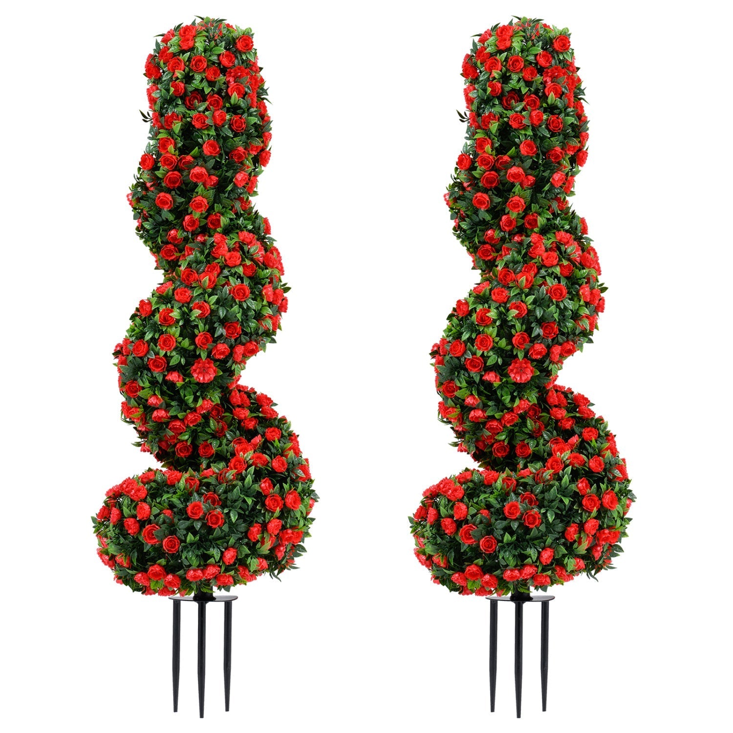 Artificial Spiral Topiary Trees 36" with Ground Spikes Set of 2