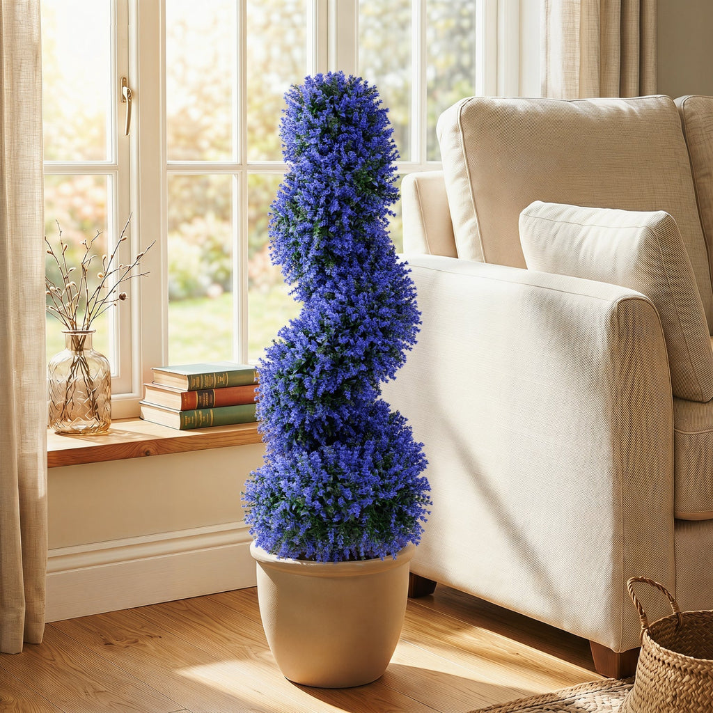 Artificial Spiral Topiary Trees 36" with Ground Spikes Set of 2