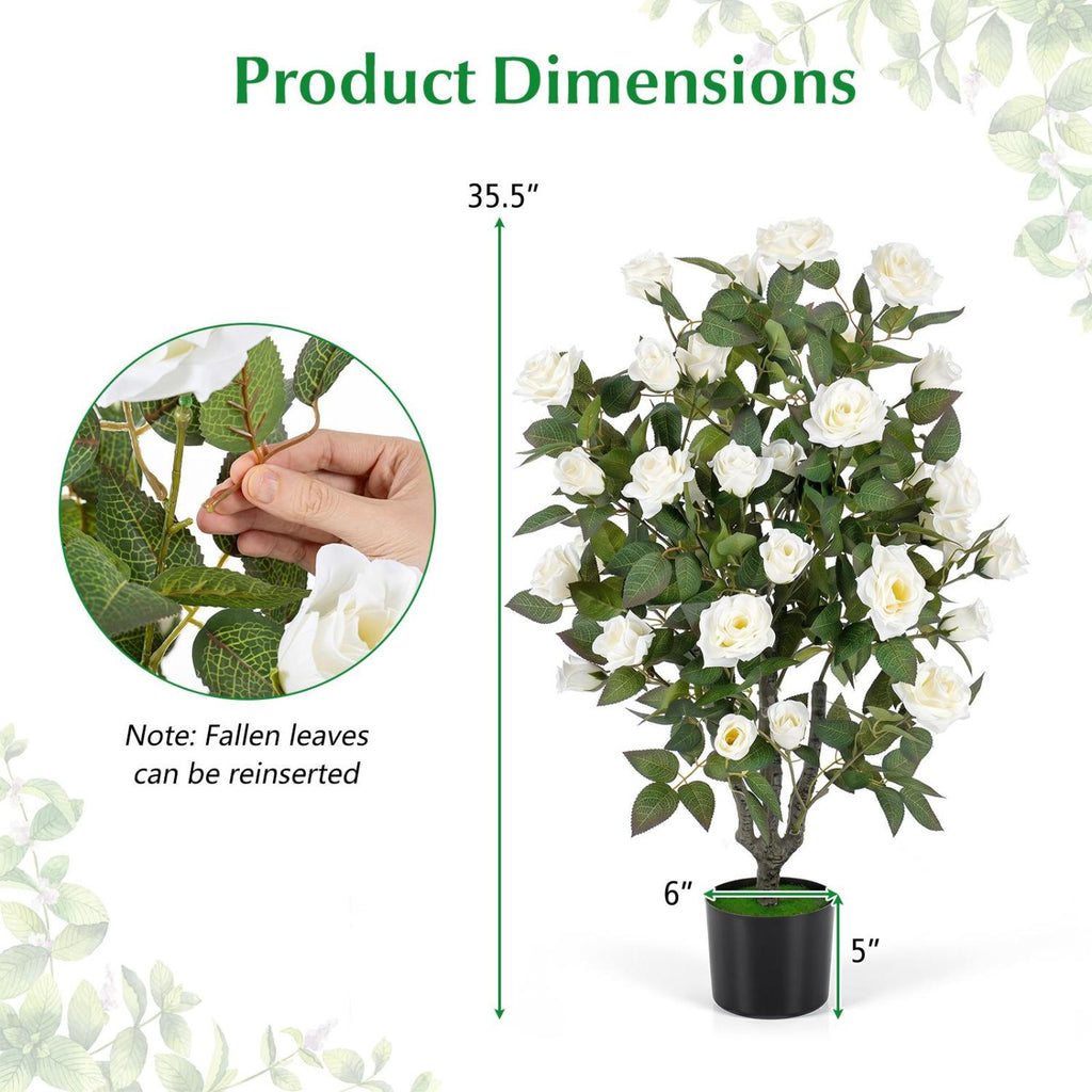 Artificial Rose Tree with Blooming Flowers - Set of 2