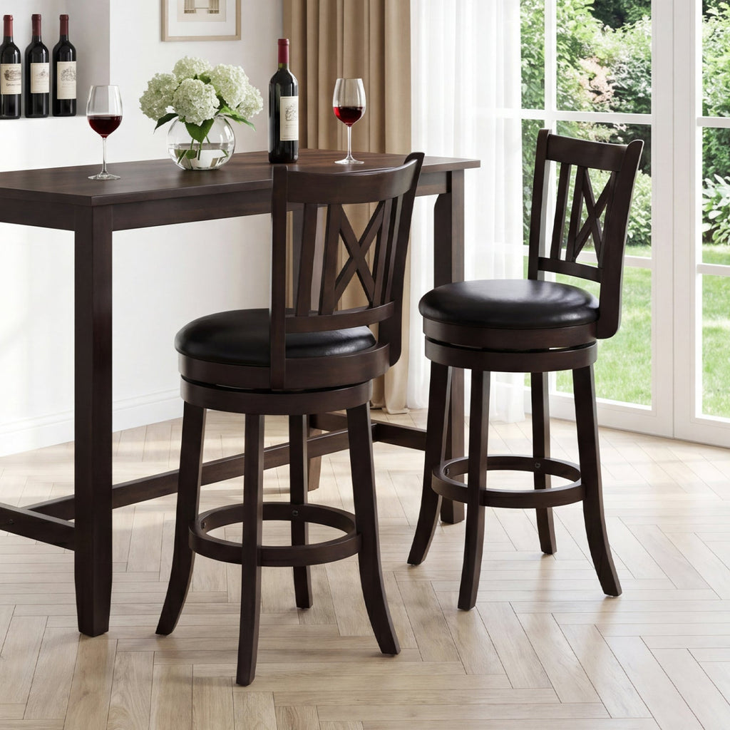 Swivel Bar Stools Set of 2 with Backrest - 30 Inch