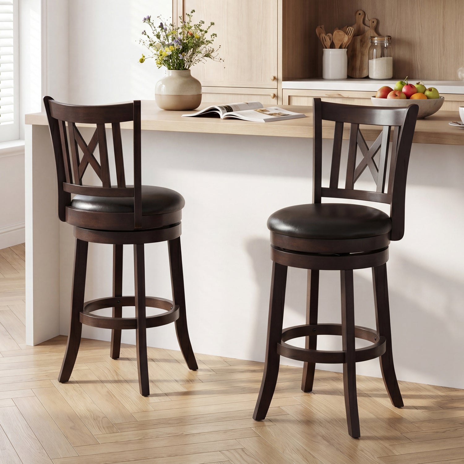 Swivel Bar Stools Set of 2 with Backrest - 30 Inch