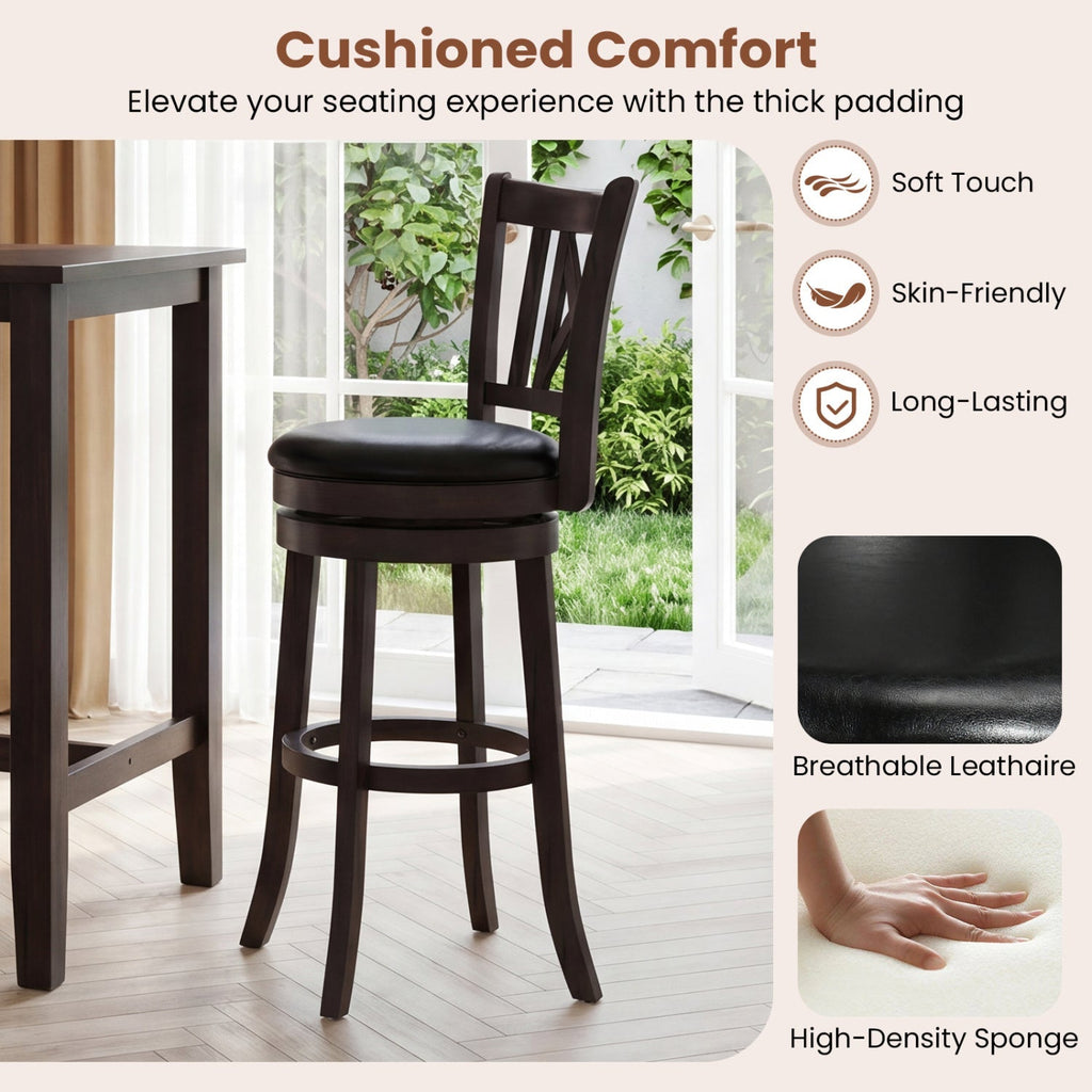 Swivel Bar Stools Set of 2 with Backrest - 30 Inch
