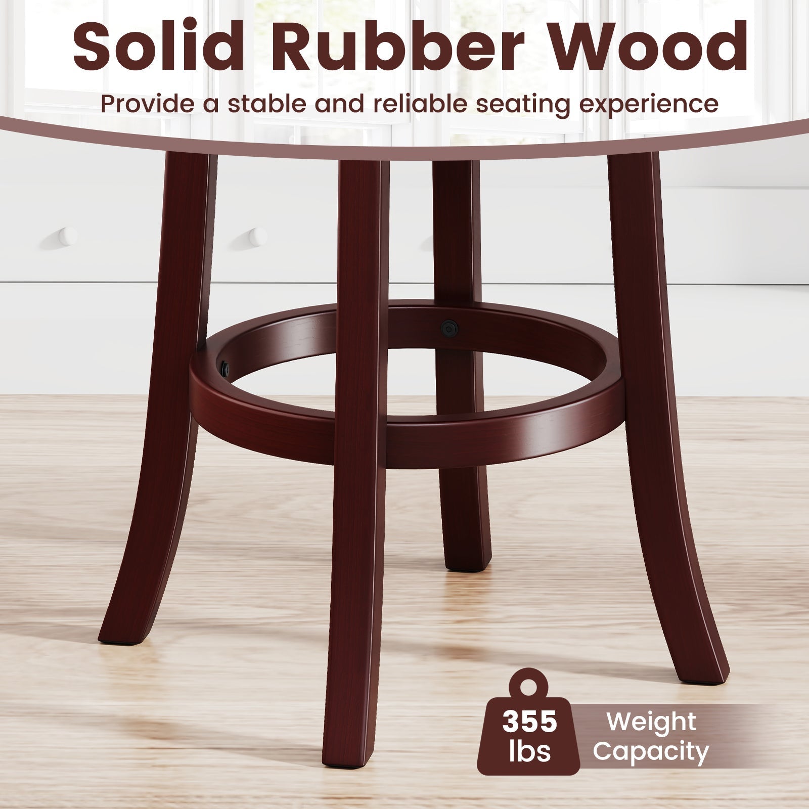 Set of 2 Counter Height Swivel Barstools with High Backs and Footrests