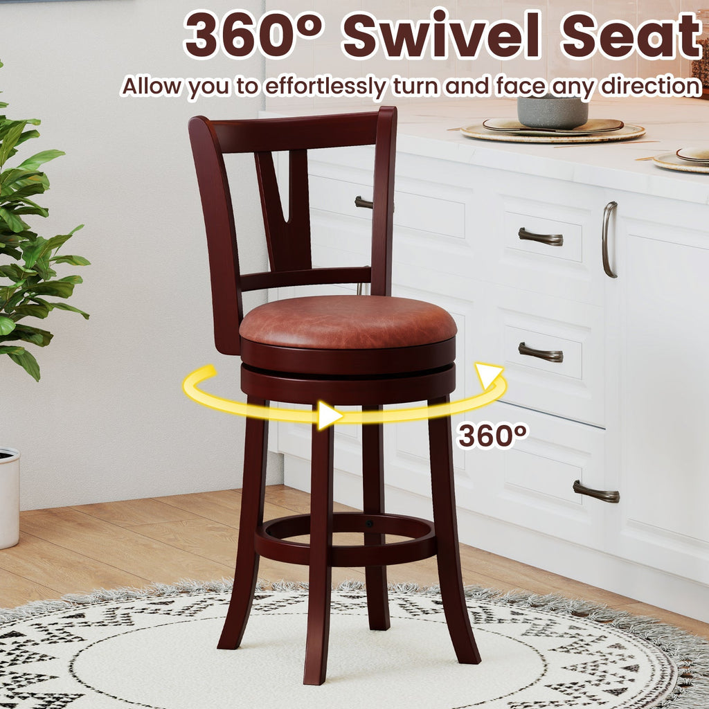Set of 2 Counter Height Swivel Barstools with High Backs and Footrests