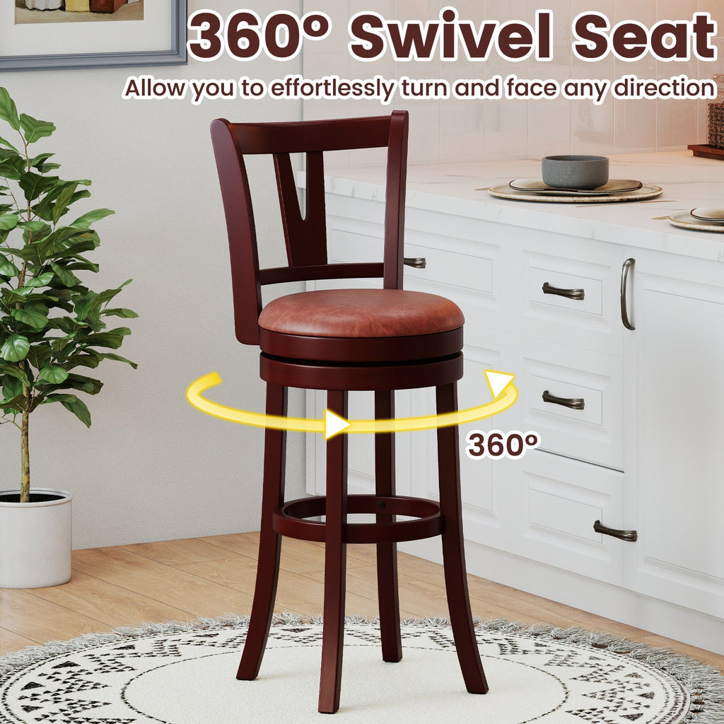 Set of 2 Counter Height Swivel Barstools with High Backs and Footrests