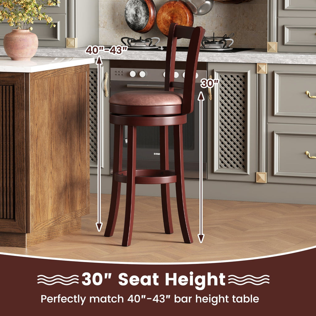 Set of 2 Counter Height Swivel Barstools with High Backs and Footrests