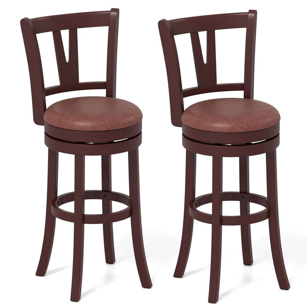 Set of 2 Counter Height Swivel Barstools with High Backs and Footrests