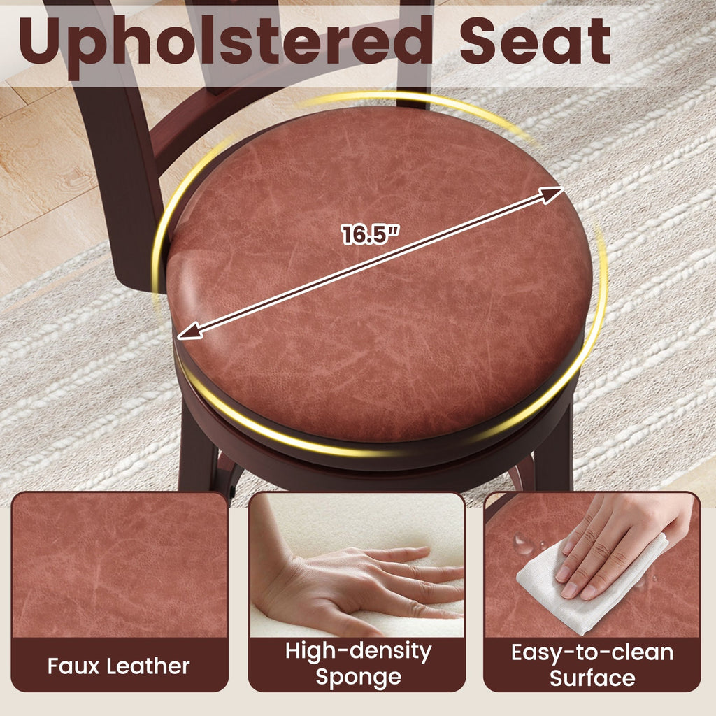 Set of 2 Counter Height Swivel Barstools with High Backs and Footrests