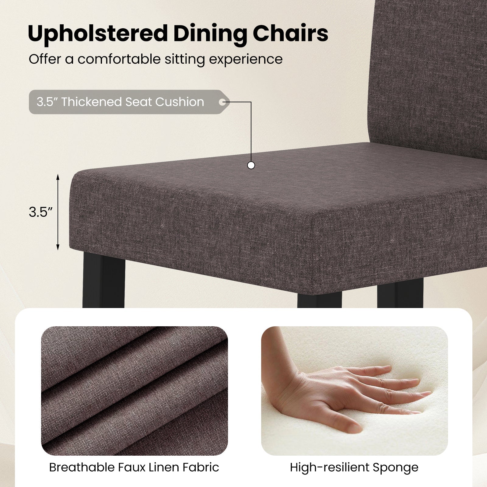 Set of 2 Dining Chair Mid-Century Modern Fabric Upholstered Parson Chairs