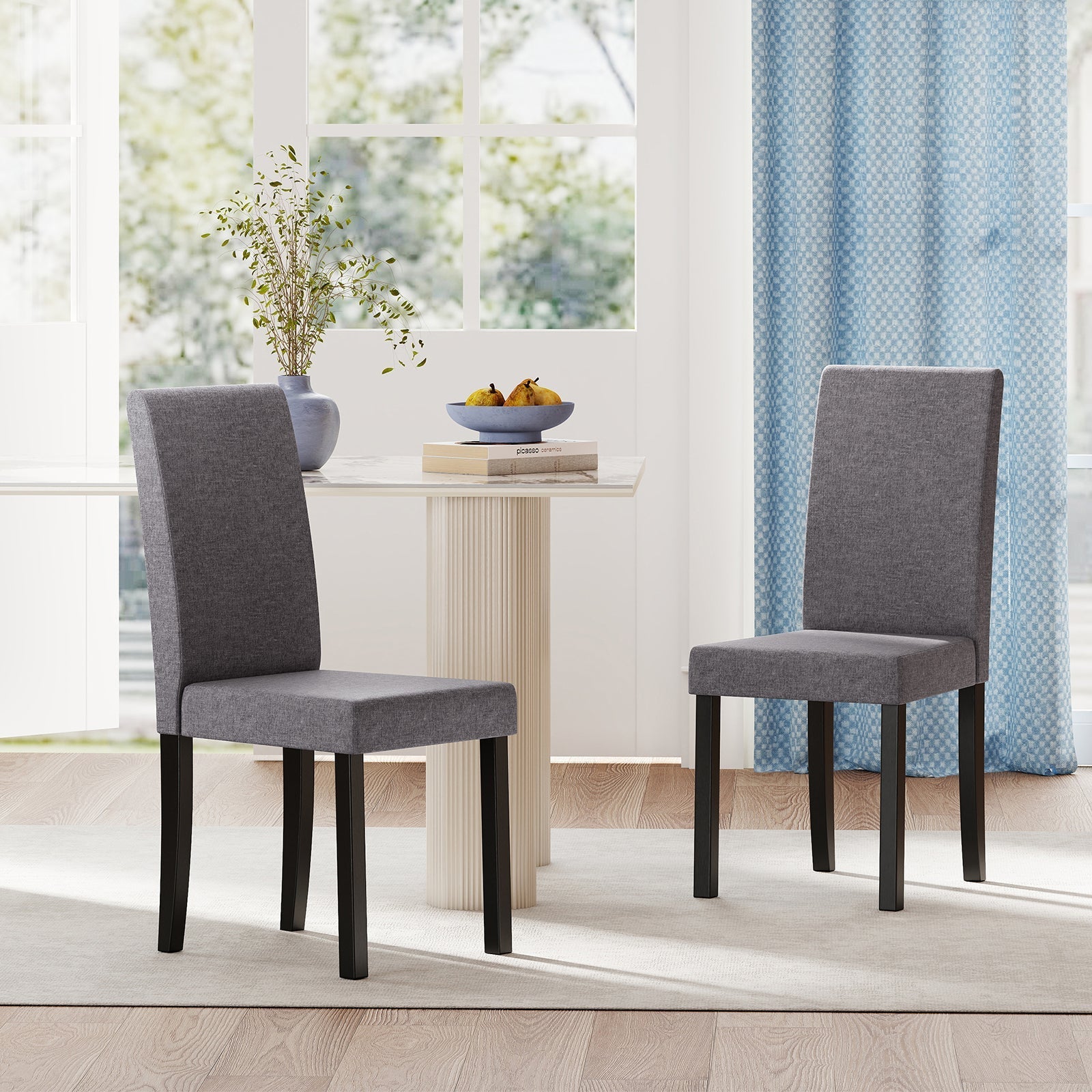 Set of 2 Dining Chair Mid-Century Modern Fabric Upholstered Parson Chairs