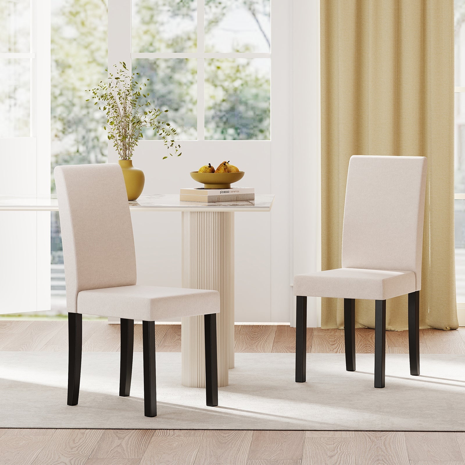 Set of 2 Dining Chair Mid-Century Modern Fabric Upholstered Parson Chairs