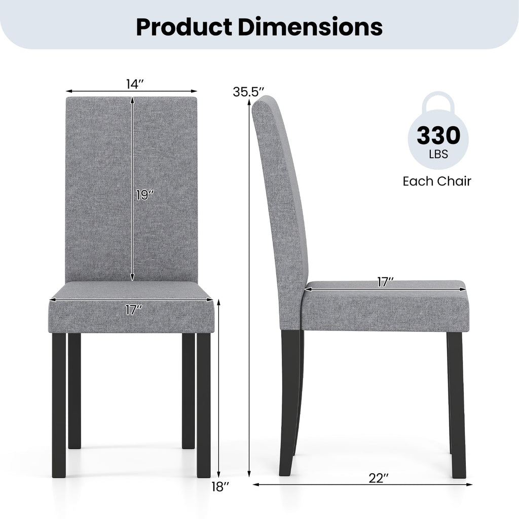 Set of 2 Dining Chair Mid-Century Modern Fabric Upholstered Parson Chairs