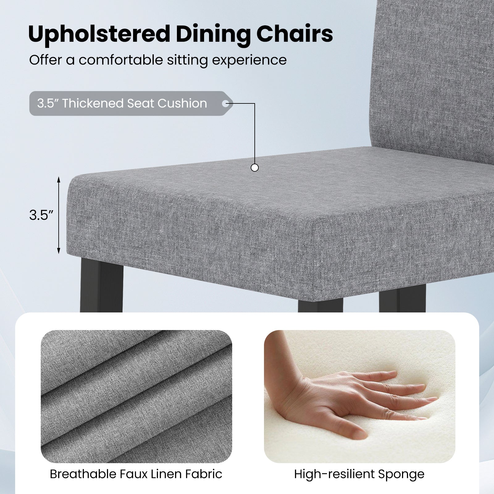 Set of 2 Dining Chair Mid-Century Modern Fabric Upholstered Parson Chairs
