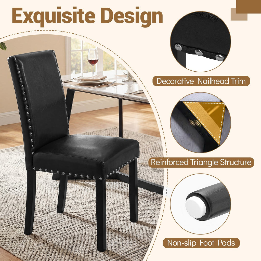 Set of 4 Dining Chairs with Solid Rubber and Wood Legs